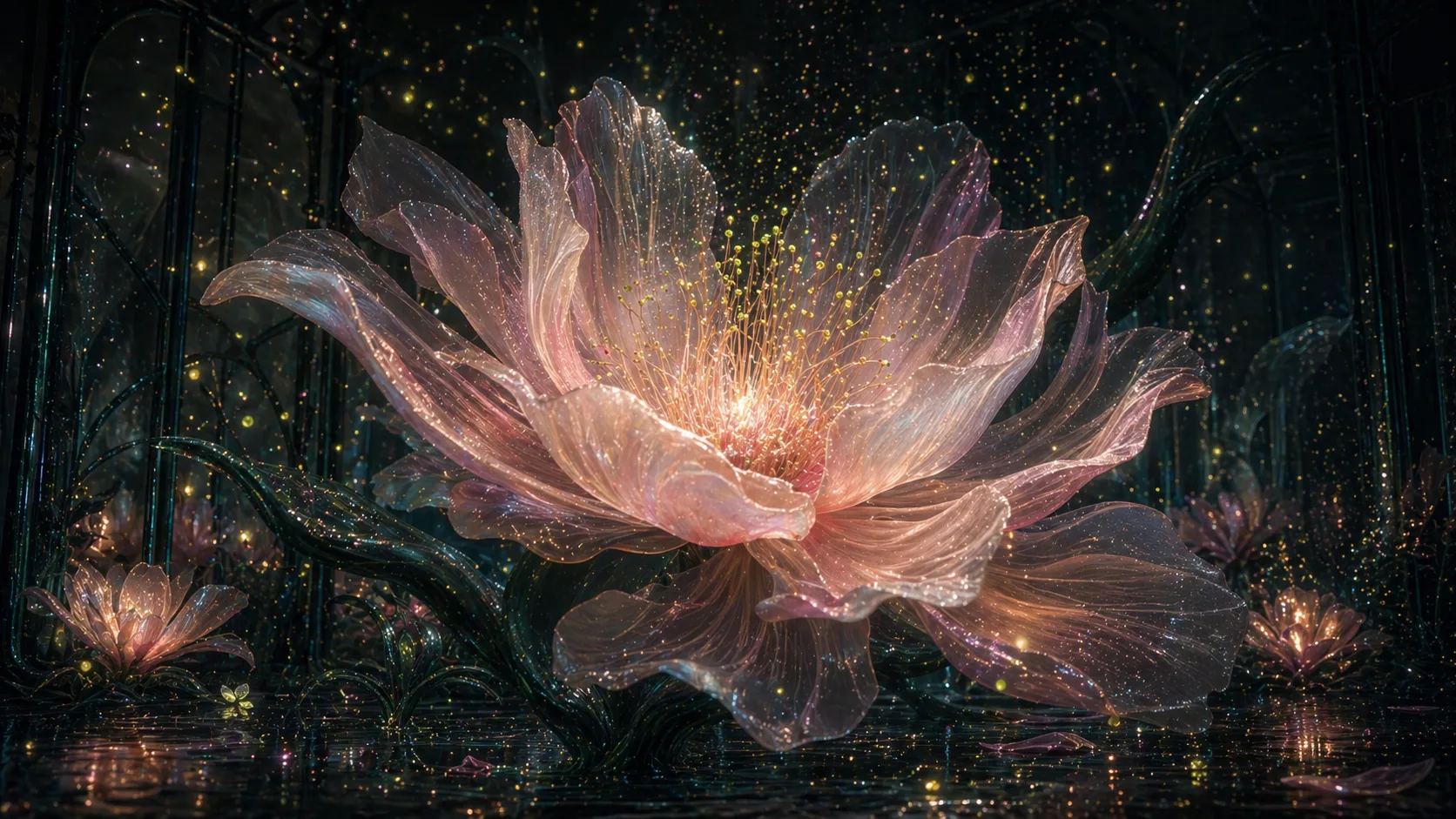 Midnight flower concept generated as a video reference